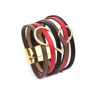 Leather Bracelets for Women,Hand-Woven Multi-Layer Bohemian Fashion Large Heart Magnetic Buckle Leather Bracelet, Energy Jewellery for Women Style F