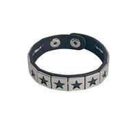 Leather Bracelets for Women,Hand-Woven Punk-Style Single Row Of Five-Pointed Star Square Rivets Niche Design Fashion Snaps Buckle Leather Bracelet, Energy Jewellery for Women Men Black