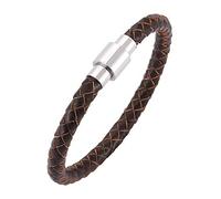 Leather Braided Bracelet For Men, Handmade Braided Leather Bracelet With Clasp Thin Woven Bangle Vintage Cuff Bangle Creative Charming Jewelry For Women Men Brown 19.5Cm
