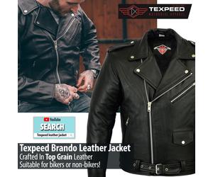 Leather Brando Motorbike Jacket Marlon Biker Motorcycle With Genuine CE Armour