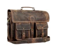 Leather briefcase 18 inch laptop messenger bag for men and women best satchel office bag by KPL