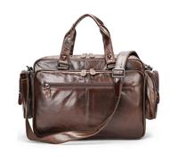 Leather briefcase, Multifunction Genuine Leather Men's Briefcase 15.6" Laptop Man Business Handbag Tote Vintage Male Big Shoulder Bag Travel Duffel