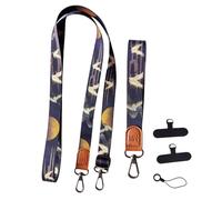 Leather Buckle Mobile Phone Lanyard Cellphone Adjustable Crossbody Strap Geometric Shapes Camera Shoulder Cable Phone Wrist Halyard for All Smartphones (navy bird)