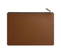Leather Business A4 File Folder Zipper Document Bag Contract Organizer Briefcase Portfolio, for Contract/Invoice Storage(Brown)