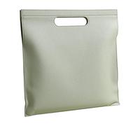 Leather Business File Holder A4 Large Capacity Document Bag Slim Leather Tote Bag Woman Tablet Bag Birthday(Light Green)