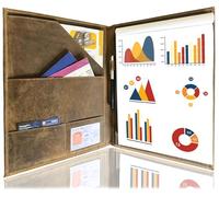 Leather Business Portfolio by Rustic Town | A4 Conference Folder Gift for Men & Women | Handmade Durable Leather Padfolio 3 + 1 Sleeves for Documents and Notepad