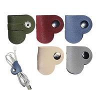 Leather Cable Straps with - PU Leathers Heart Shape | Reusable Wire Ties Cord Organizer Gentle No Damage Design | Travel Friendly Cabl Manager for Data Cables Earphones USB Wires and Daily