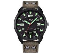 Leather Calendar Dial Watch Luminous Quartz Men's Outdoor Strap Men's Watch Land Watches for Men (B, One Size)