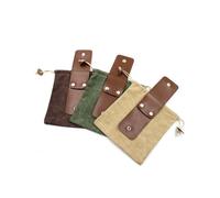 Leather Canvas Bushcraft Bag Canvas Foraging Pouch For Hiking Buckle Duty Tool Pouch With Drawstring For Outdoors Camping Tools