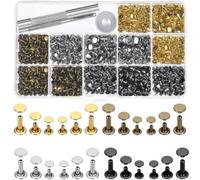 Leather Cap Rivets Set, 480-Piece Metal Decorative Blind Rivets for Leather Crafting, DIY Belts & Accessories, Gold/Silver/Antique Bronze/Dark Brass, 6x6mm/8x8mm/8x12mm