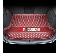 Leather Car Boot Mat for Mitsubishi Outlander 7seats 2019-2024, Rear Trunk Liner with Raised Edges, Anti-Scratch Auto Cargo Protector Tray Cover, Dog Friendly Interior Accessories, Wine Red
