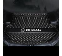 Leather Car Boot Mat for Nissan X-Trial 2008-2013, Rear Trunk Liner with Raised Edges, Anti-Scratch Auto Cargo Protector Tray Cover, Dog Friendly Interior Accessories,Black Beige