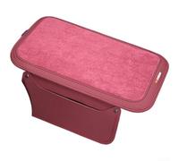 Leather Car Center Console Armrest Cover Pad with Anti-Slip Base and Storage Pocket for Vehicle Interior Trim Protection Beige Red Gray(Red)