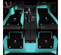 Leather Car Floor Mats Custom for Tesla Model Y Juniper 2025 2026 Full Coverage Anti Slip Foot Pads All Weather Protector Accessories,BlacklightBlue