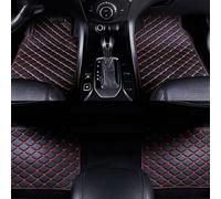 Leather Car Floor Mats for Ford Explorer 2016-2023, Waterproof Floor Mat Front Rear Row Carpet Protection Set Liners Non-Slip Accessories,C Black Red