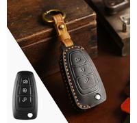 Leather Car Key Case Cover Keychain, for Ford C-Max S-Max Focus Galaxy Mondeo Transit Tourneo