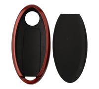 Leather Car Key Cover Case for Qashqai J11 J10 X Trail T32 For Versa For Leaf For Micra - Silver/Blue/Green/Red, 1 Pack(Style 2 Silver)