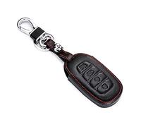 Leather Car Key Cover Cases Fit For Hyundai Verna Santa Fe TM i30 Solaris Elantra Grandeur Palisade Kona Azera Accent 4 Buttons Smart Remote Fob Shell Keychain
