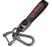 Leather Car Keychain Universal Fit for GMC Sierra Denali Canyon Terrain Yukon Jimmy Acadia Accessories Key Chain for Men and Women Key Ring 091401 Black