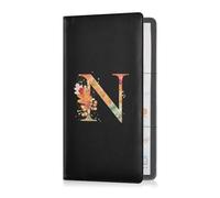 Leather Car Registration and Insurance Card Holder Men Women Essential Car Wallet Case for Driver Auto Owners Trailer Motorcycle Boat Monogram N Autumn Oak Leaves Acorns