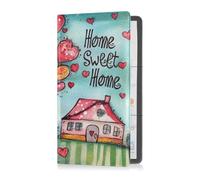 Leather Car Registration and Insurance Card Holder Men Women Essential Car Wallet Case for Driver License, Cards & Essential Documents Valentines Day Tree Red Lips Home Sweet Home
