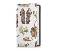 Leather Car Registration and Insurance Card Holder Men Women Glove Box Organize for Essential Document, Driver License, Cards Watercolor Elements Of Cowboys