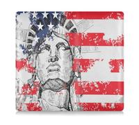 Leather Car Registration and Insurance Holder Men Women Glove Box Organize for Driver Auto Owners Trailer Motorcycle Boat Usa - Statue Of Liberty & Stars - Stripes