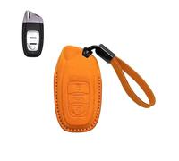 Leather Car Smart Remote Key Fob Case Cover Holder Bag With Keychain For Lamborghini Huracan Aventador(Orange B)