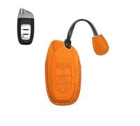 Leather Car Smart Remote Key Fob Case Cover Holder Bag With Keychain For Lamborghini Huracan Aventador(Orange A)