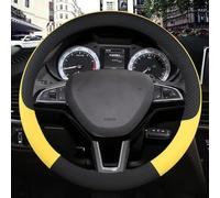 Leather Car Steering Wheel Cover For Skoda Octavia A5 A7 RS Octavia 2 3 Combi Auto Interior Accessories(Yellow)