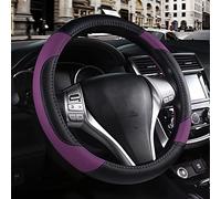 Leather Car Steering Wheel Cover, Non-Slip Car Wheel Cover Protector Breathable Microfiber Leather Universal Fit for Most Cars (Purple-2)