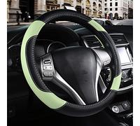 Leather Car Steering Wheel Cover, Non-Slip Car Wheel Cover Protector Breathable Microfiber Leather Universal Fit for Most Cars (Green)