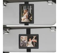 Leather Car Visor Picture Holder Photo Clip Fits 5-Inch Car Picture Frame Displays Your Photographs Sun Visor Car Photo Holder Black Both Horizontally And Vertically, Photo Car Visor Clip for Vehicle