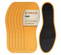 Leather Carbon Set 6 Pair Pack Leather Shoe Insoles for Men and Women with Activated Carbon Underlayer | Replacement Inserts | Kaps (45 EUR / 11 UK Men)