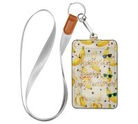 Leather Card Badge Holder Cute Cartoon Yellow Bananas
