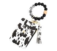 Leather Card Holder, Bohemian Tassel Card Holder, Card Holder, Protective Card Holder for Bus,ID Card Holder, Black And White, Fare riferimento alla descrizione, Please refer to description
