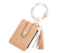 Leather Card Holder, Bohemian Tassel Card Holder, Card Holder, Protective Card Holder for Bus,ID Card Holder, Khaki, Fare riferimento alla descrizione, Please refer to description