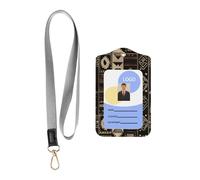 Leather Card Name Tag Vertical Id Protective Bag African Clip, Card Badge Leather Holder, Suit for Teachers, Students, and Office Crowds.