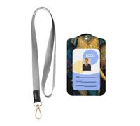 Leather Card Name Tag Vertical Id Protective Bag Colorful Elephant Clip, Card Badge Leather Holder, Suit for Teachers, Students, and Office Crowds.