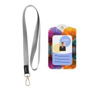 Leather Card Name Tag Vertical Id Protective Bag Colorful Trees Clip, Card Badge Leather Holder, Suit for Teachers, Students, and Office Crowds.