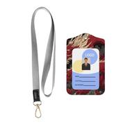 Leather Card Name Tag Vertical Id Protective Bag Fire Chinese Dragon Clip, Card Badge Leather Holder, Suit for Teachers, Students, and Office Crowds.