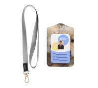Leather Card Name Tag Vertical Id Protective Bag Golden Retriever Dogs Clip, Card Badge Leather Holder, Suit for Teachers, Students, and Office Crowds.