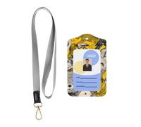 Leather Card Name Tag Vertical Id Protective Bag Many Animals Clip, Card Badge Leather Holder, Suit for Teachers, Students, and Office Crowds.