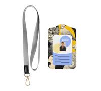 Leather Card Name Tag Vertical Id Protective Bag Many Animals Clip, Card Badge Leather Holder, Suit for Teachers, Students, and Office Crowds.