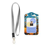 Leather Card Name Tag Vertical Id Protective Bag Skeleton Clip, Card Badge Leather Holder, Suit for Teachers, Students, and Office Crowds.