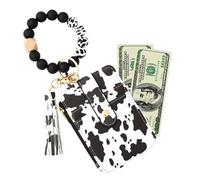 Leather Card Wallet | Bracelet PU Leather Card Wallet | Portable Card Holder, Beaded Lanyard Card Wallet for Access Card, Bus Card