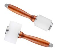 Leather Carving Hammer 2 Pieces, Leathercraft Mallet, Nylon Wood Handle Hammer, Leather Carving Hammer Mallet for DIY Stamping Sew Leather Cowhide Tool(1 T hammer + 1 vertical hammer)