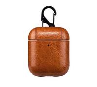 Leather Case for AirPods 1 2, AriPods 2nd Generation, Shockproof Protective Cover Skin with Keychain for Women Girls Men Boys for AirPods 1/2 Headphone-Light Brown