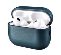 Leather Case for AirPods Pro 3 2025, ICARER Premium Genuine Leather Shockproof Protective Case Cover for Apple AirPods Pro 3rd Earphones Charging Case (LED Visible) Support Wireless Charger-Blue