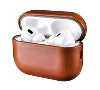 Leather Case for AirPods Pro 3 2025, ICARER Premium Genuine Leather Shockproof Protective Case Cover for Apple AirPods Pro 3rd Earphones Charging Case (LED Visible) Support Wireless Charger-Brown